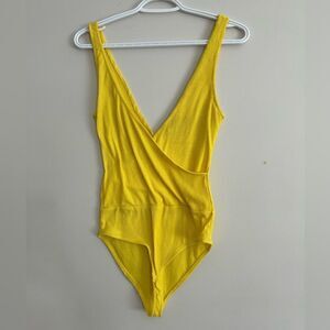 Zara Trafaluc Yellow Front Cross Bodysuit